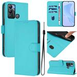 For Infinix Hot 12i / 20i Skin Feel Solid Color Leather Phone Case with Lanyard(Lake Blue)