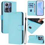 For Infinix Hot 30 5G Skin Feel Solid Color Leather Phone Case with Lanyard(Sky Blue)