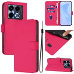 For Infinix Note 40 4G Skin Feel Solid Color Leather Phone Case with Lanyard(Rose Red)