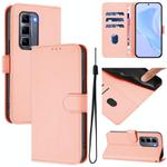 For Infinix Hot 50 Pro+ 4G Skin Feel Solid Color Leather Phone Case with Lanyard(Pink)