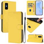 For Infinix GT 30 Pro Skin Feel Solid Color Leather Phone Case with Lanyard(Lemon Yellow)