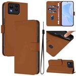 For Asus Zenfone 11 Ultra Skin Feel Solid Color Leather Phone Case with Lanyard(Brown)