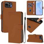For Asus Zenfone 12 Ultra Skin Feel Solid Color Leather Phone Case with Lanyard(Brown)