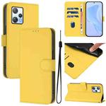 For Blackview A53 Skin Feel Solid Color Leather Phone Case with Lanyard(Lemon Yellow)