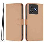 For Blackview Wave 8C Skin Feel Solid Color Leather Phone Case with Lanyard(Nude)