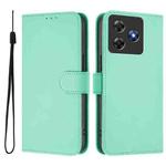 For Blackview Wave 8C Skin Feel Solid Color Leather Phone Case with Lanyard(Mint Green)