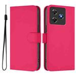 For Blackview Wave 8C Skin Feel Solid Color Leather Phone Case with Lanyard(Rose Red)