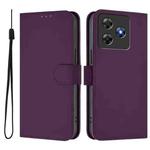 For Blackview Wave 8C Skin Feel Solid Color Leather Phone Case with Lanyard(Violet)