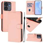 For BLU View 5 Skin Feel Solid Color Leather Phone Case with Lanyard(Pink)