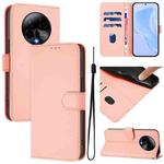 For BLU Bold K50 Skin Feel Solid Color Leather Phone Case with Lanyard(Pink)