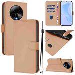 For BLU Bold K50 Skin Feel Solid Color Leather Phone Case with Lanyard(Nude)