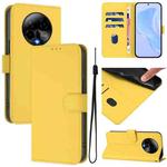 For BLU Bold K50 Skin Feel Solid Color Leather Phone Case with Lanyard(Lemon Yellow)