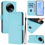 For BLU Bold K50 Skin Feel Solid Color Leather Phone Case with Lanyard(Sky Blue)