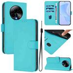 For BLU Bold K50 Skin Feel Solid Color Leather Phone Case with Lanyard(Lake Blue)