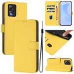 For Boost MobIle Celero 5G SC Skin Feel Solid Color Leather Phone Case with Lanyard(Lemon Yellow)