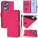 For Oukitel C32 Skin Feel Solid Color Leather Phone Case with Lanyard(Rose Red)