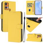 For Oukitel C33 Skin Feel Solid Color Leather Phone Case with Lanyard(Lemon Yellow)