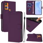 For Oukitel C33 Skin Feel Solid Color Leather Phone Case with Lanyard(Violet)