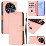 For Oukitel C37 Skin Feel Solid Color Leather Phone Case with Lanyard(Pink)