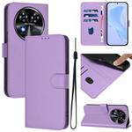 For Oukitel C37 Skin Feel Solid Color Leather Phone Case with Lanyard(Lavender Purple)