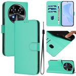 For Oukitel C37 Skin Feel Solid Color Leather Phone Case with Lanyard(Green)