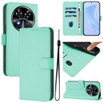For Oukitel C37 Skin Feel Solid Color Leather Phone Case with Lanyard(Mint Green)