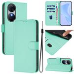 For Oukitel C38 Skin Feel Solid Color Leather Phone Case with Lanyard(Mint Green)