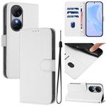 For Oukitel C38 Skin Feel Solid Color Leather Phone Case with Lanyard(White)