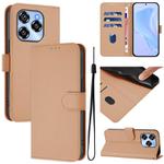 For Oukitel C50 Skin Feel Solid Color Leather Phone Case with Lanyard(Nude)