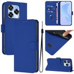 For Oukitel C50 Skin Feel Solid Color Leather Phone Case with Lanyard(Dark Blue)