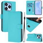 For Oukitel C50 Skin Feel Solid Color Leather Phone Case with Lanyard(Lake Blue)