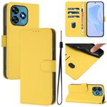 For Oukitel C51 Skin Feel Solid Color Leather Phone Case with Lanyard(Lemon Yellow)