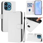 For Oukitel C51 Skin Feel Solid Color Leather Phone Case with Lanyard(White)