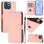 For Oukitel C53 Skin Feel Solid Color Leather Phone Case with Lanyard(Pink)