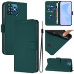 For Oukitel C53 Skin Feel Solid Color Leather Phone Case with Lanyard(Dark Green)