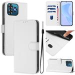 For Oukitel C53 Skin Feel Solid Color Leather Phone Case with Lanyard(White)