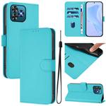 For Oukitel C53 Skin Feel Solid Color Leather Phone Case with Lanyard(Lake Blue)