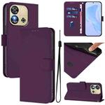 For Oukitel C57s Skin Feel Solid Color Leather Phone Case with Lanyard(Violet)