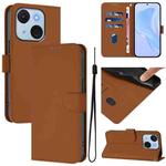 For itel A50C Skin Feel Solid Color Leather Phone Case with Lanyard(Brown)