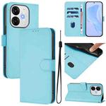 For itel A80 4G Skin Feel Solid Color Leather Phone Case with Lanyard(Sky Blue)