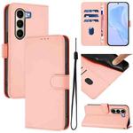 For itel A95 5G Skin Feel Solid Color Leather Phone Case with Lanyard(Pink)