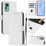 For Ulefone Note 14 Skin Feel Solid Color Leather Phone Case with Lanyard(White)