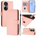 For Ulefone Note 17 Pro Skin Feel Solid Color Leather Phone Case with Lanyard(Pink)