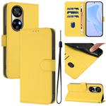 For Ulefone Note 17 Pro Skin Feel Solid Color Leather Phone Case with Lanyard(Lemon Yellow)