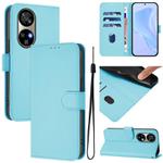 For Ulefone Note 17 Pro Skin Feel Solid Color Leather Phone Case with Lanyard(Sky Blue)