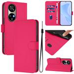 For Ulefone Note 17 Pro Skin Feel Solid Color Leather Phone Case with Lanyard(Rose Red)