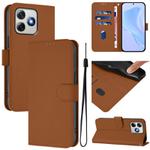 For Ulefone Note 18 Ultra Skin Feel Solid Color Leather Phone Case with Lanyard(Brown)