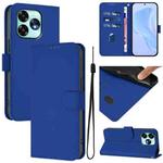 For Umidigi A15 / A15C / A15T Skin Feel Solid Color Leather Phone Case with Lanyard(Dark Blue)