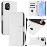 For Umidigi Bison X20 Skin Feel Solid Color Leather Phone Case with Lanyard(White)