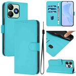 For Wiko T20 Skin Feel Solid Color Leather Phone Case with Lanyard(Lake Blue)